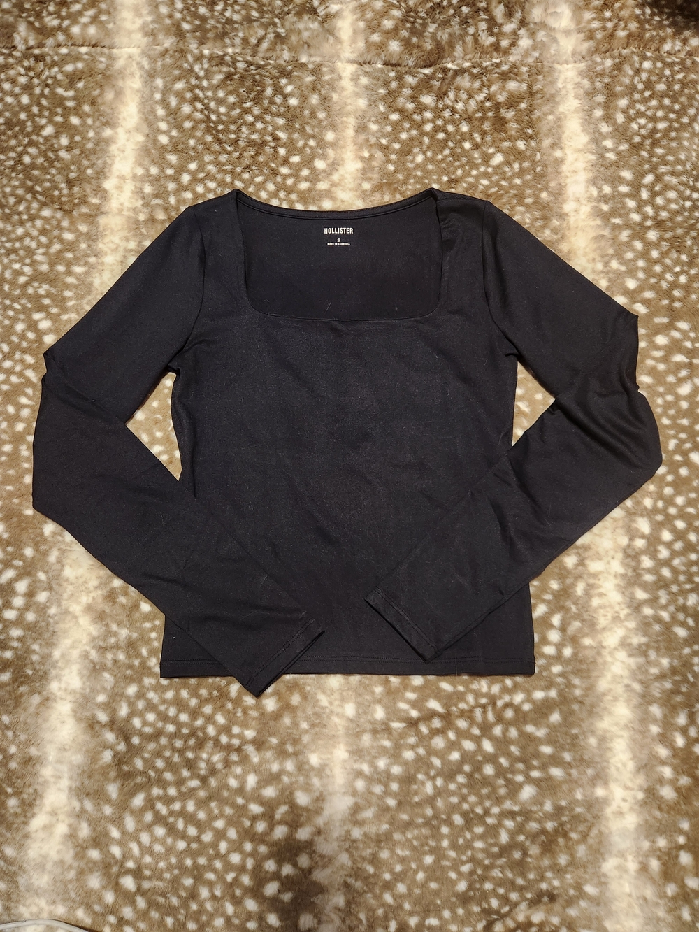 Hollister basics  black long sleeve square neck top